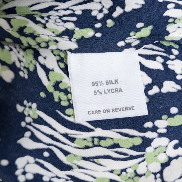 St. John Silk Stretch Shell Tank Top Navy Green Abstract Print Small - Picture 10 of 12